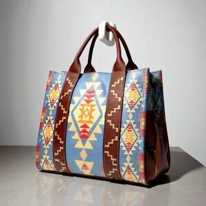 Wrangler Blue and Brown Patterned Shoulder Bag